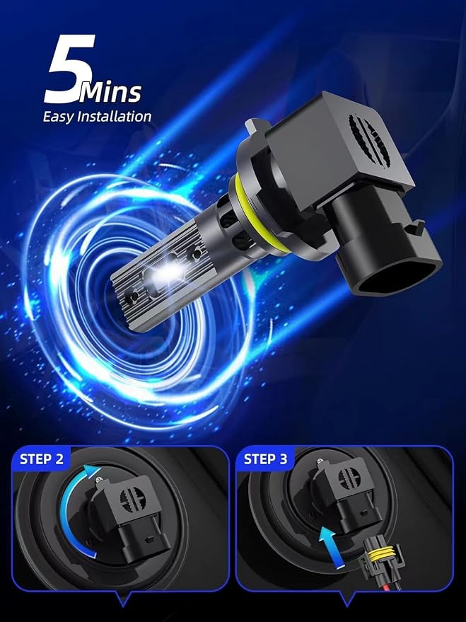 RCJ 9005 9006 LED Bulbs Combo, 9005/HB3 9006/HB4 Bulbs 200W 60000LM Super Bright 6000K Cool White Fog Lights, Plug and Play, Pack of 4