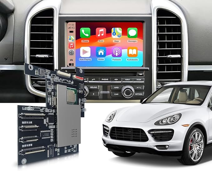 Wireless CarPlay Android Auto Adapter Decoder Retrofit Kit Fits Porsche PCM3.1 System 2010-2016 Cayenne/Panamera/Macan/Cayman/718/911, Supports Voice Control/Mirror Link/Camera/USB Drive/Navi