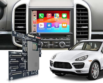 Wireless CarPlay Android Auto Adapter Decoder Retrofit Kit Fits Porsche PCM3.1 System 2010-2016 Cayenne/Panamera/Macan/Cayman/718/911, Supports Voice Control/Mirror Link/Camera/USB Drive/Navi
