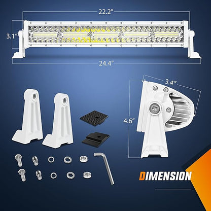 Nilight Marine LED Light Bar Navigation Lights 22 Inch White Spot Flood Combo Ponton Boat Deck Dock Lighting for Night Fishing T-top Stern Yacht Port Sailboat Trucks Tractors