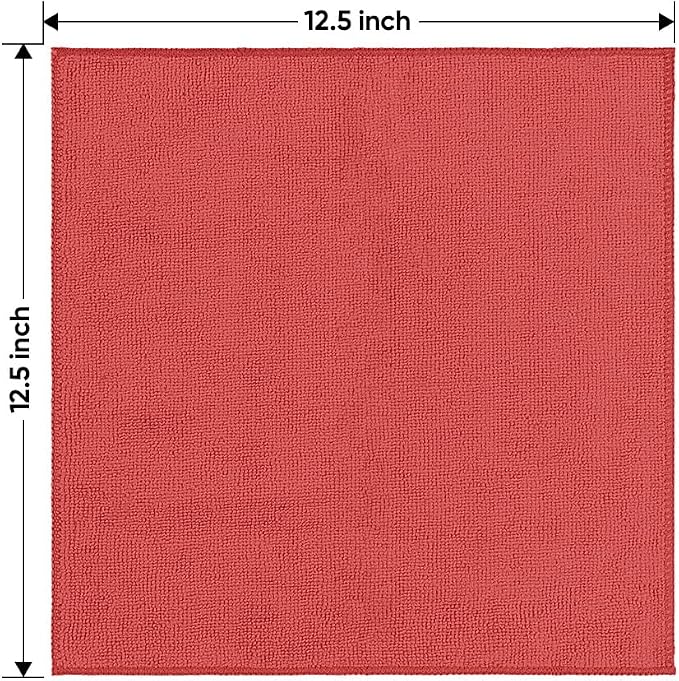 HOMEXCEL Red Microfiber Cleaning Cloth 50 Pack, 12.5 x 12.5 inch Microfiber Towels for Cars, Ultra Absorbent Car Washing Cloth, Lint Free Streak Free Cleaning Rags for Car, Kitchen, and Window