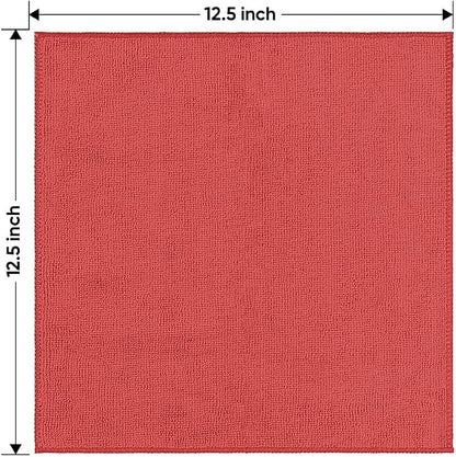 HOMEXCEL Red Microfiber Cleaning Cloth 50 Pack, 12.5 x 12.5 inch Microfiber Towels for Cars, Ultra Absorbent Car Washing Cloth, Lint Free Streak Free Cleaning Rags for Car, Kitchen, and Window