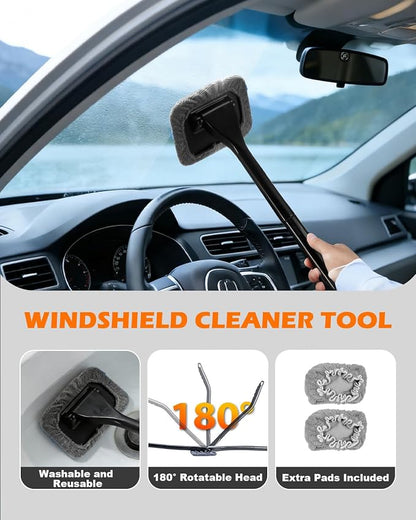 20Pcs Windshield Cleaner Tool - Car Interior Detailing Brush Kit with 200g Cleaning Gel, Microfiber Car Wash Mitt, Dash Duster & 2-Sided Scrubber, All-in-One Inside Car Cleaning Supplies Tool