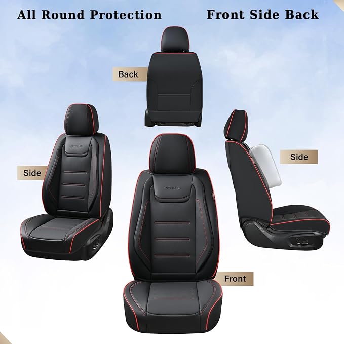 Coverado Car Seat Covers, Front Covers for Cars, Car Seat Cover Front Seats, Car Seat Protector Waterproof, Leather Cushion, Universal Interior Covers Seat Protectors for Most Cars