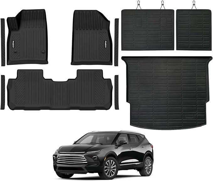 Floor Mats for Chevrolet Blazer 2019-2025 2026 Gas Only (Not for EV), Trunk Mat and Backrest Mat & Door Sill Guard All Weather TPE Protector for Chevy Blazer Accessories(Not for EV)