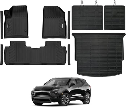 Floor Mats for Chevrolet Blazer 2019-2025 2026 Gas Only (Not for EV), Trunk Mat and Backrest Mat & Door Sill Guard All Weather TPE Protector for Chevy Blazer Accessories(Not for EV)