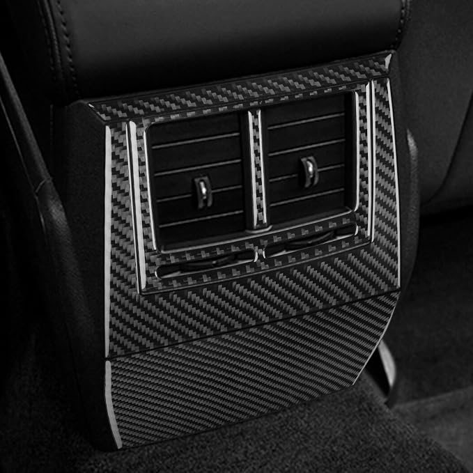 Real Quality Carbon Fiber Trim Car Rear Center Console Sticker Kit Decor Compatible with Dodge Charger 2008 2009 2010 Interior Accessories Decal 5pcs Black