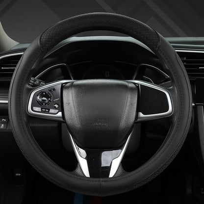 West Llama Customized Auto Car Steering Wheel Cover for Honda Civic, CR-Z, Insight, S2000,14-14.25inch(Black-Small Size)
