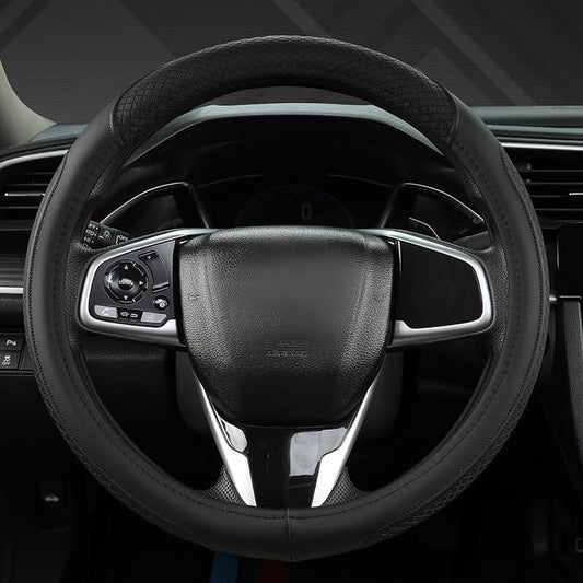 West Llama Customized Auto Car Steering Wheel Cover for Honda Accord Civic CR-V HR-V Pilot Fit Passport Odyssey 14.5-15inch(Black-Standard Size)