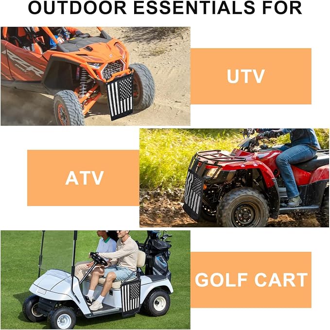 UTV Trash Bag 17" x 23", Heavy Duty PVC Mesh Storage Sack with Bungee Cord, Universal Fit for Polaris RZR Can-Am Maverick Kawasaki Teryx Honda Pioneer Yamaha YXZ, American Flag Design