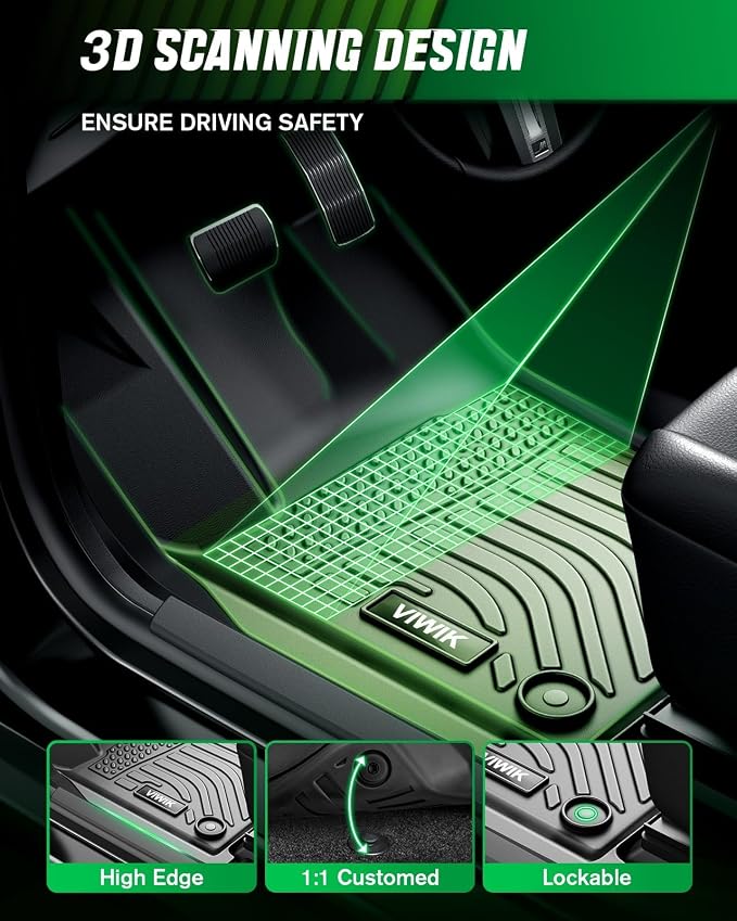 VIWIK All Weather Floor Mats for 2021-2026 Kia Sorento 6&7 Seats (Hybrid Model),Custom Fit Car Mats TPE Floor Liners Full Set 1st 2nd 3rd Row