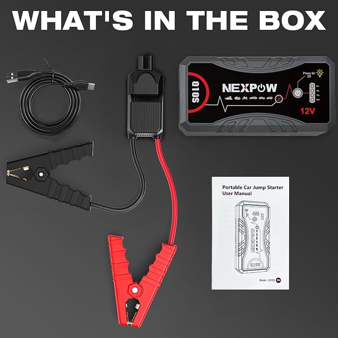 NEXPOW Car Jump Starter 2026 Upgraded Car Battery Jump Starter Pack 3000A Peak for Up to 9.0L Gas and 7.0L Diesel Engine 12V Auto Battery starter Jumper Cables Portable Lithium Jump Box with USB QC3.0