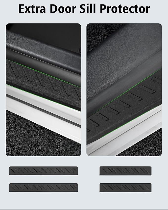 Floor Mats & Cargo Liner Custom Fit for Ford Escape & C-max 2013-2019, Door Sill Guards, All Weather TPE Rubber Anti-Slip 1st & 2nd Row & Trunk Mat Floor Liners for Escape 2019 Accessories