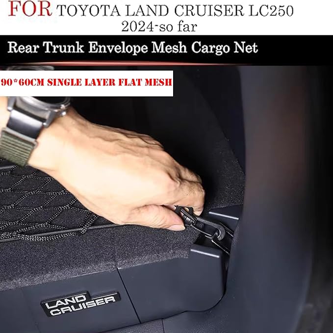Rear Trunk Organizer Cargo Net for Suitable for 2024 2025 2026 Toyota Land Cruiser 250 1958 Prado Lc250 J250, Floor Style Cargo Net for SUV–Premium Mesh Car Trunk Organizer Vehicle Carrier Storage