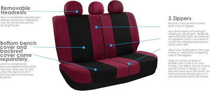 FH Group Car Seat Covers Combo Full Set with Carpet Floor mats Steering Wheel Cover and Seat Belt Pads- Universal Fit for Cars Trucks and SUVs (Burgundy)