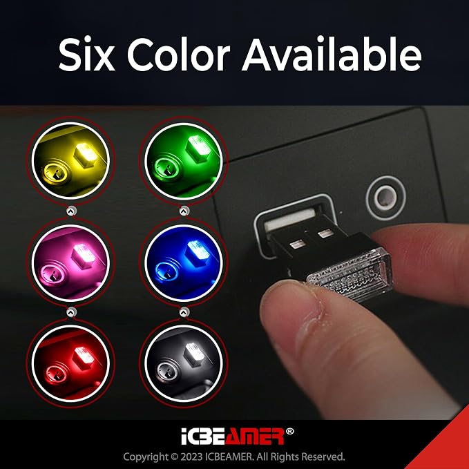 ICBEAMER USB Interface Miniature Night Light 1-Pack (Green) | Universal Plug-in LED for Car Interior and Trunk Ambient Atmosphere