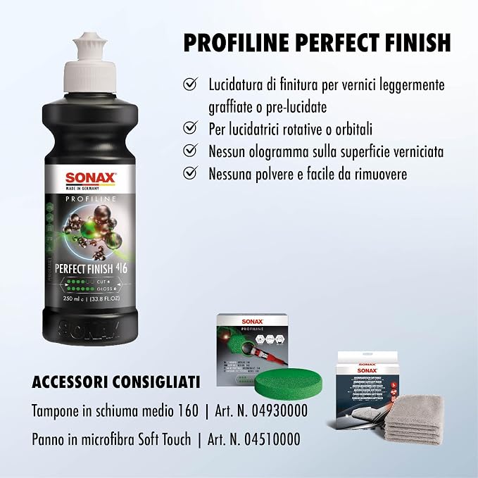 SONAX Perfect Finish 250ml | Scratch and Swirl Remover Polish | Machine Polish | Paint Correction Polish | High Gloss | Black Paint Polish | No Fillers Paint Correction | 8.45 fl. Oz