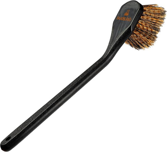 Suds Lab FW Fender Well Brush, Car Wash Brush, Long Handle Tire Cleaner for Car Detailing, 18 Inch, Soft Bristles, Non-Slip Grip, Black