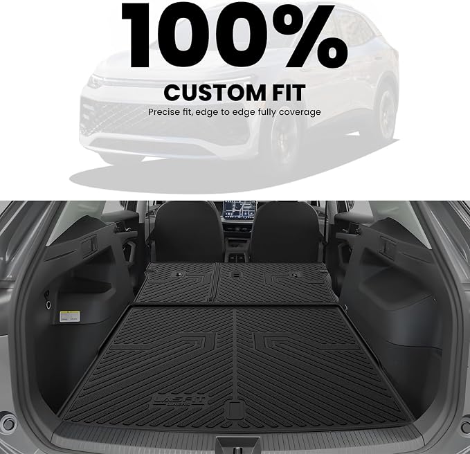 LASFIT Cargo Mat Liner & Seatback Mat for Volkswagen Tiguan 2025 2026 SUV, Custom Fit All-Weather Premium TPE Backrest & Trunk Mats Liners for SUV VW Tiguan Accessorie, Easy to Clean, Black