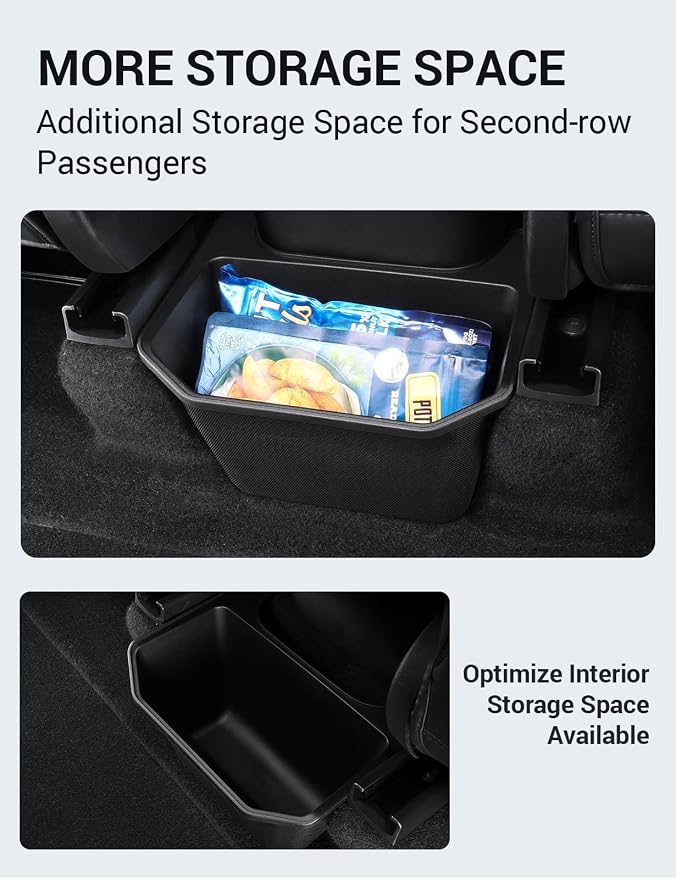 BASENOR 2024-2020 Tesla Model Y Trash Can, Rear Center Console Organizer with Anti-Slip Lid, Dustproof Rear Bin Backseat Storage Box Garbage Can for Model Y Accessories