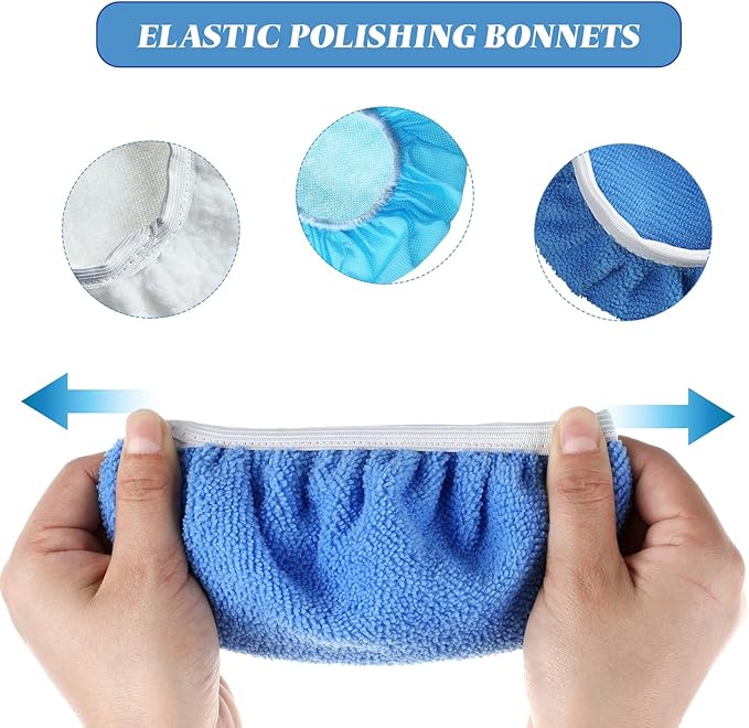 20 Pieces Car Orbital Buffer Polisher Pad Bonnet Microfiber Max Bonnet Polishing Buffing Pad Cover(3-4 Inches)