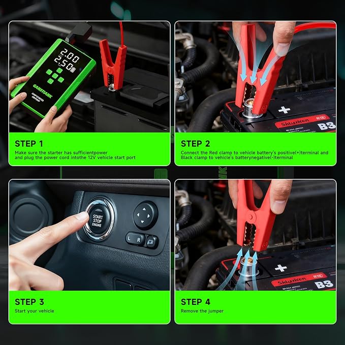 5000A Jump Starter with Air Compressor, 12V Portable Jump Box Car Battery Jumper Starter Pack for up to 9.0L Gas and 8.0T Diesel Engines with 160PSI Cordless Auto-Shutoff Tire Inflator