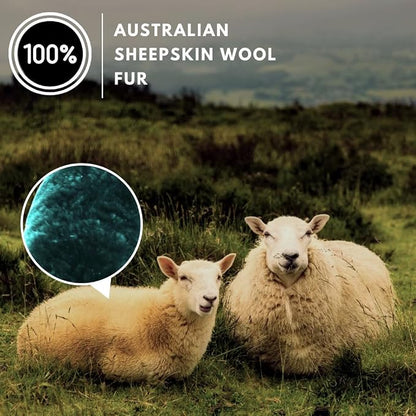 Andalus Brands Luxury Fluffy Car Steering Wheel Covers – Genuine Merino Sheepskin, Soft Fuzzy Car Steering Wheel Cover for Women, Universal 14.5-15" Size, Plush Fur Cute Auto Accessories, Alpine Green