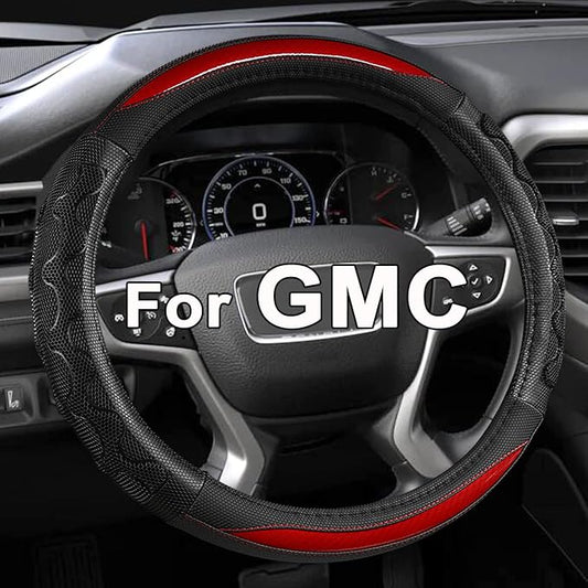 GIANT PANDA Steering Wheel Cover for GMC Sierra Acadia Terrain Yukon(3D Honeycomb-Red-Standard Size)