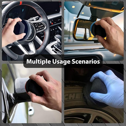 Tire Shine Applicator Pads, 2 Pcs Tire Dressing Applicator, Reusable Tire Shine Sponge Wave Contoured for Car Detailing, 3.15inch