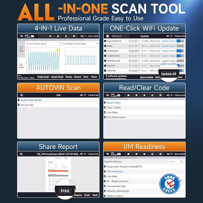 2026 FOXWELL NT716 Code Reader, 4-System OBD2 Scanner Diagnostic Tool for ABS, SRS, Transmission & Engine, 9 Reset, ABS Bleeding, AutoVIN, Live Data, Active Test, Lifetime Free Updates, Orange