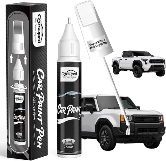 Super White/Ice Cap(040) for Toyota Touch Up Paint Pen, 2 in 1 Car Scratch Remover with Pen Tip and Brush, Precise Color Match for Car Paint Scratch Repair, Quickly and Easily Fix Chips and Nicks