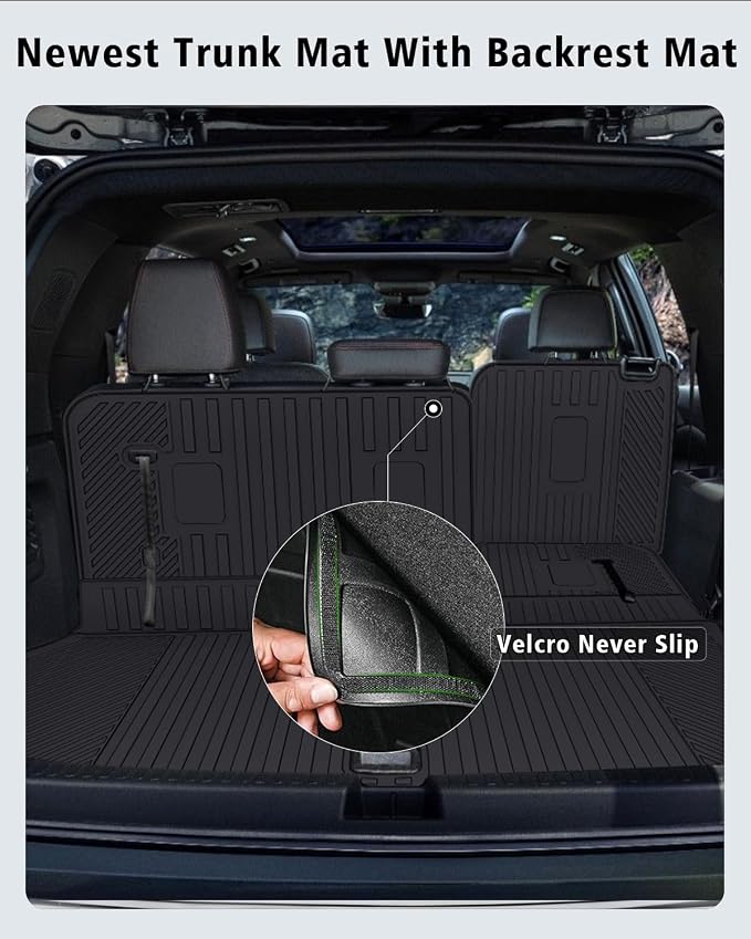 Floor Mats for Chevy Traverse 2024-2026 & GMC Acadia 2024-2026 & Buick Enclave 2025-2026 (Only 7 Seats) All Weather TPE Set Cargo Liner Door Sill Protectors Accessories, Black
