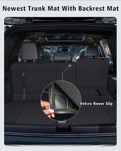 Floor Mats for Chevy Traverse 2024-2026 & GMC Acadia 2024-2026 & Buick Enclave 2025-2026 (Only 7 Seats) All Weather TPE Set Cargo Liner Door Sill Protectors Accessories, Black