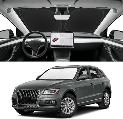 Custom Fit Windshield Sun Shade for Audi Q5 2009-2017, Blocks UV & Heat, Front Window Sunshade Accessories,Easy Fold & Store Keep Your Car Cooler