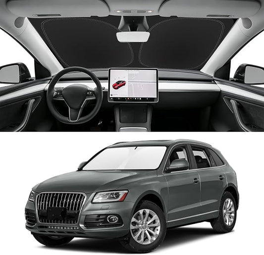 Custom Fit Windshield Sun Shade for Audi Q5 2009-2017, Blocks UV & Heat, Front Window Sunshade Accessories,Easy Fold & Store Keep Your Car Cooler