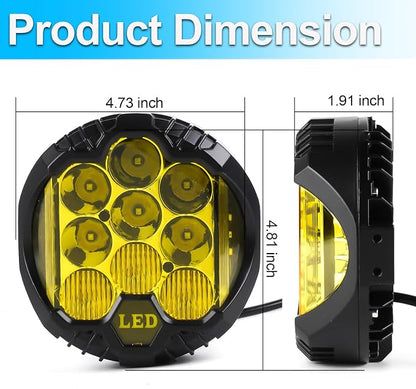 LIGBT 4PCS 5 Inch Amber Yellow Round LED Offroad Light with DRL 90W LED Light Pods 270° Wide Range Super Bright Side Shooter for Pickup Truck ATV UTV SUV