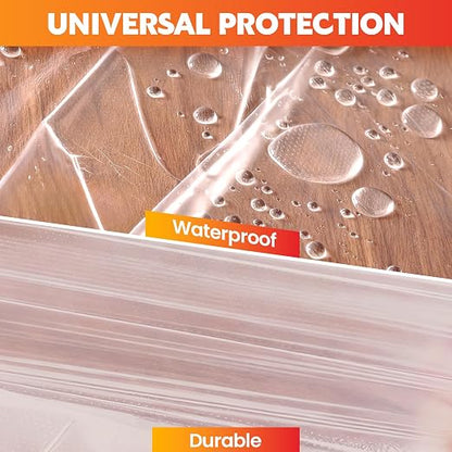 LLPT Pre-Taped Masking Film, 78.7" Unfolded x 66Ft, 0.27 Mil, 2 Pack | Static-Cling, Disposable, Solvent & Oil Resistant Bleed-Proof Low Tack No Residue for Auto Wall Furniture Painting Protection