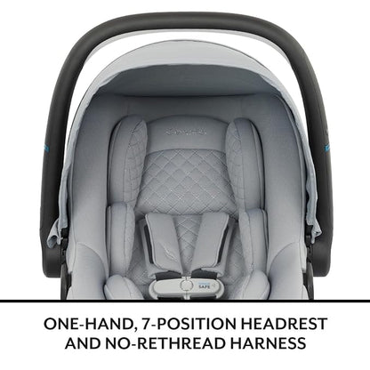 Evenflo LiteMax NXT Rear-Facing Lightweight Preemie and Infant Car Seat 3-30lbs with SensorySoothe. Easy Install with Base (Quartz)