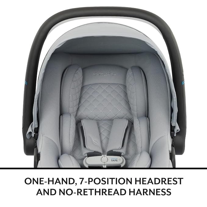 Evenflo LiteMax NXT Rear-Facing Lightweight Preemie and Infant Car Seat 3-30lbs with SensorySoothe. Easy Install with Base (Jasper Black)
