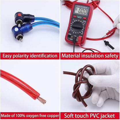 Muzata 10 Gauge Amp Wiring Kit Amplifier Installation with RCA Interconnect and Speaker Wire Car Subwoofer AMP Kit Auto Audio Cables M027