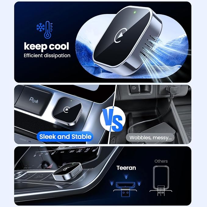 2 in 1 CarPlay Adapter for Toyota Corolla Cross 2022 2023 2024 2025 2026, CarPlay Wireless Adapter with Auto Reconnect Fast Pairing Bluetooth Connection Compact USB Dongle