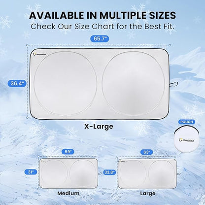 Magnelex Car Windshield Sunshade | Innovative No-Light-Pass Technology for Maximum Protection | Foldable Sun Shade Keeps Your Vehicle Cool | Fit for Cars, Trucks, and SUVs | X-Large (65.7 x 36.4 in)