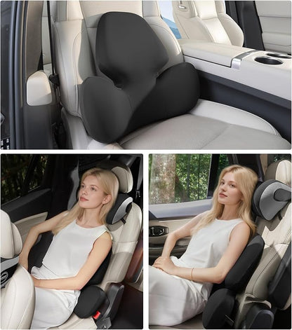 BEBAS Lumbar Support Pillow for Office Chair - Ergonomic Memory Foam Back Cushion for Lower Back Pain Relief - Washable & Breathable Cover - Fits Car Seats, Gaming Chairs & Wheelchairs - Black