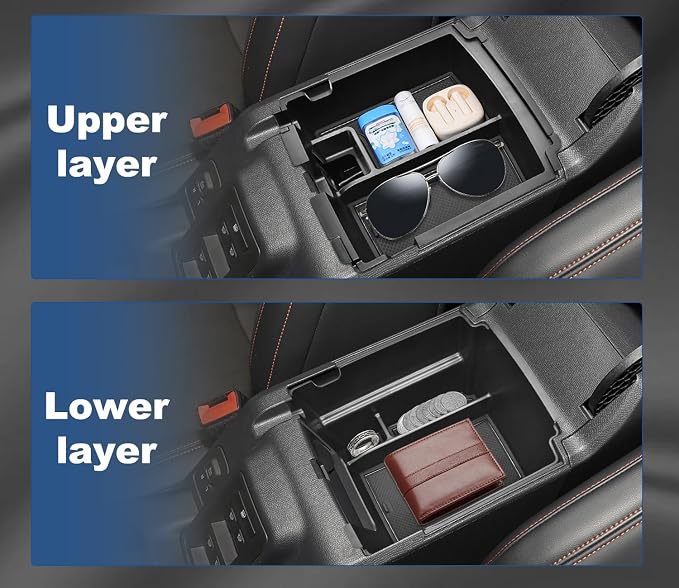 GZSH 2025 Upgrade Double-Layer Center Console Organizer fit for 2025 2026 Ford Bronco 4 Door Full Size |Not for Sport Model| Not for 2 Door Not for manual transmission