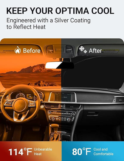 Proadsy 2026 Upgrade Front Windshield Sun Shade Foldable Sunshade Protector Custom Fit Kia Optima 2016-2020 Accessories