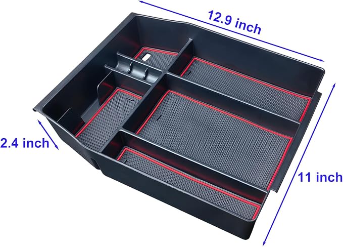 Zxiaochun Center Console Organizer Compatible with 2021 2022 2023 2024 Ford F150 Interior Accessories, Armrest Box Insert Storage Tray (Full Console w/Bucket Seats ONLY)-Red Trim