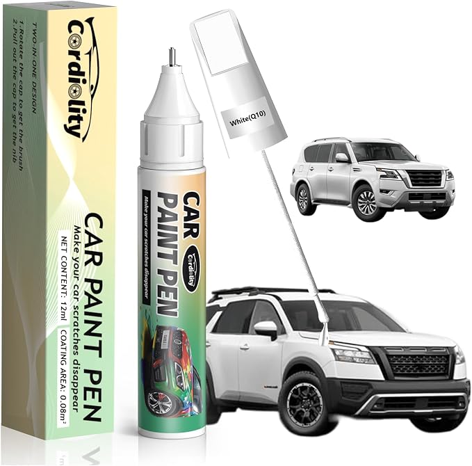 Q10 White Touch Up Paint for Nissan, Color Accurate Car Paint Scratch Repair Pen, Quick & Easy Fix Automotive Chips and Nicks
