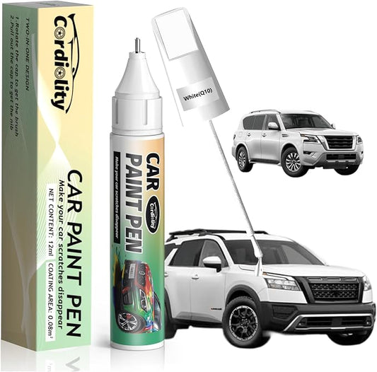 Q10 White Touch Up Paint for Nissan, Color Accurate Car Paint Scratch Repair Pen, Quick & Easy Fix Automotive Chips and Nicks