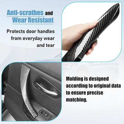 Compatible with BMW 3 Series Door Handle Covers E90/E91/E92/E93 2004-2011,6PCS Left Right Passenger Interior Door Pull Handle for 318i,320i,323i,325i,328i,330i,335i(Carbon Fiber Pattern)