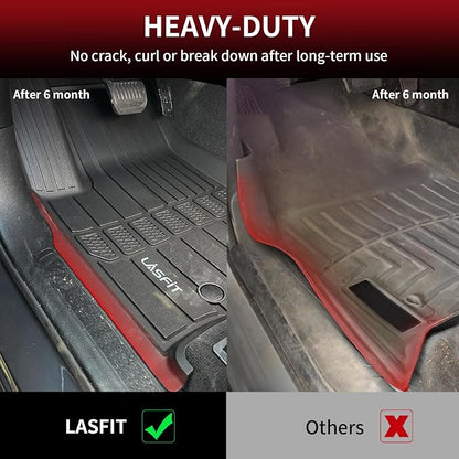 LASFIT Floor Mats for Jeep Grand Cherokee L 2021-2025 2026 (ONLY for 6 Seaters Without Center Console) All Weather Custom Fit Car Floor Liners Trunk Mat Accessories Black